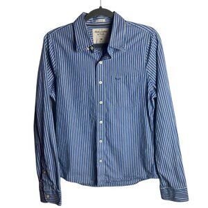 Abercrombie & Fitch Men's Size M Muscle Button Down Striped Shirt Blue White Y2K